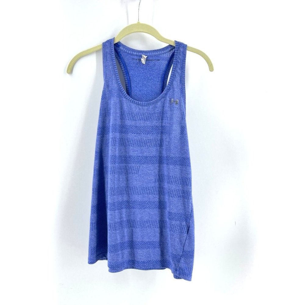 Under Armour Women's Heatgear Sleeveless Blue Tank Top Activewear Size Medium